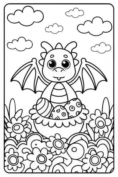 Easter Dragon’s Nest Coloring Page