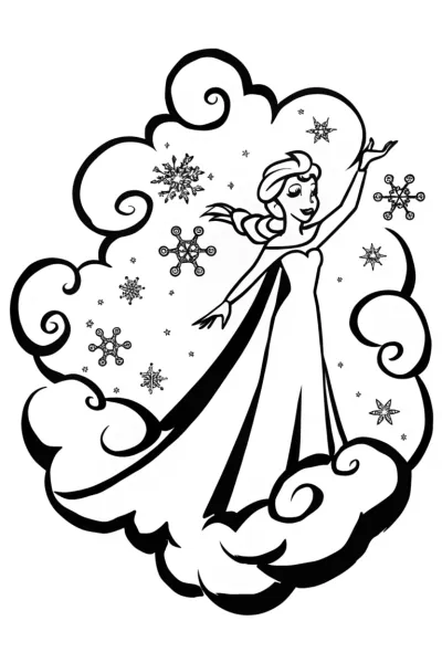 Elsa’s Enchanted Ice Dreamscape Coloring Page