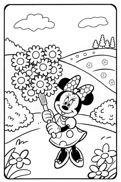Minnie Mouse and the Enchanted Paintbrush Coloring Page
