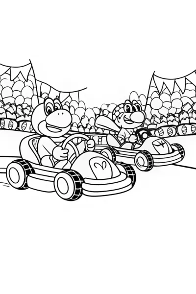 Koopa Kart Chaos Coloring Page