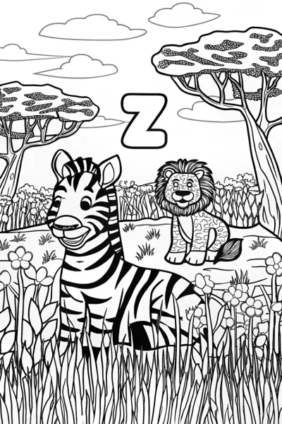 Zebra ‘Z’ Coloring Page