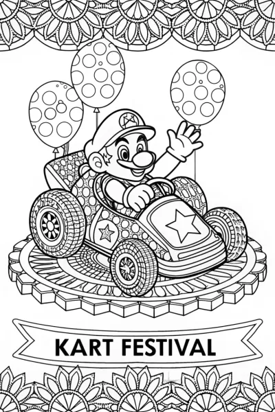 Mario Kart Festival Coloring Page