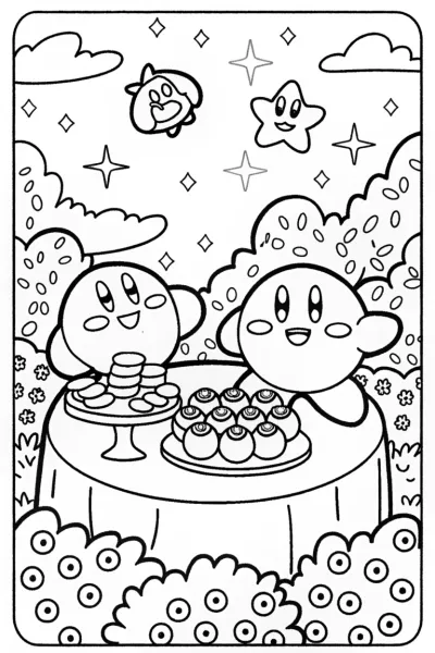 Kirby’s Galactic Garden Party Coloring Page