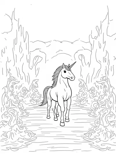 Unicorn in a mystical arena