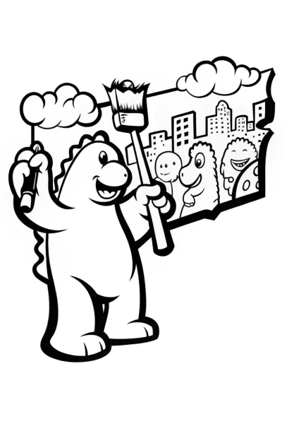 Godzilla’s Art Adventure Coloring Page