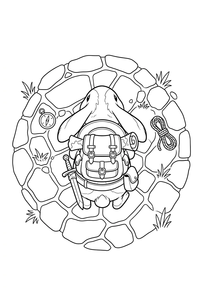 Example coloring page for the Overhead angle prompt