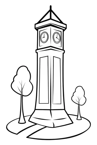 Clock tower coloring page