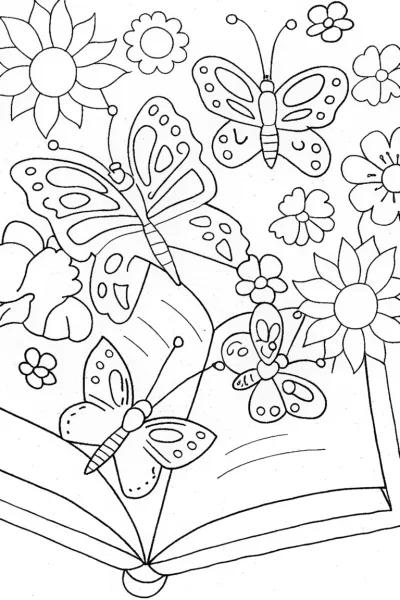 Butterfly Book Club Coloring Page