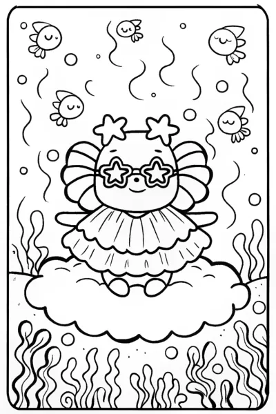 Axolotl’s Underwater Dreamscape Coloring Page