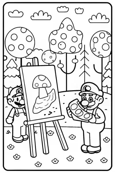 Mario’s Artistic Adventure Coloring Page