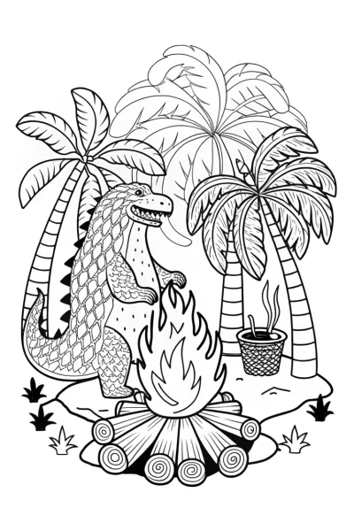 Godzilla’s beach bonfire party