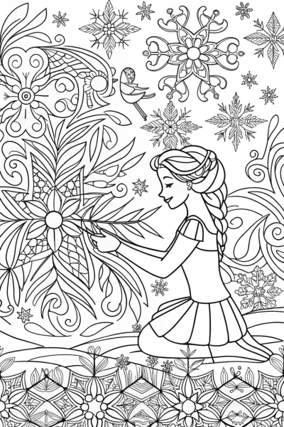 Elsa tending to her magical ice garden