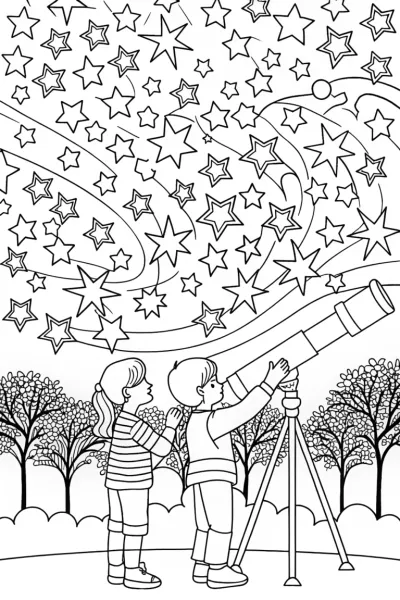 Children exploring the night sky