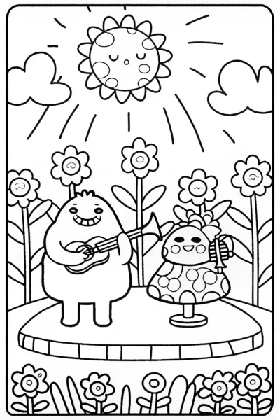 Monster Music Festival Coloring Page