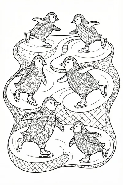 Penguins on Ice Coloring Page