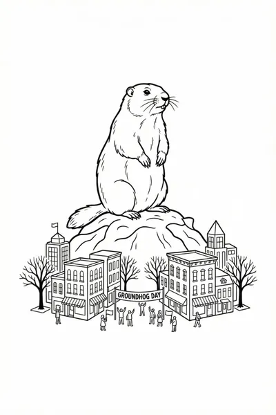 Phil’s Groundhog Day View Coloring Page