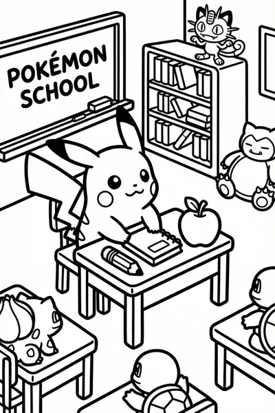 Pikachu’s Classroom Fun Coloring Page