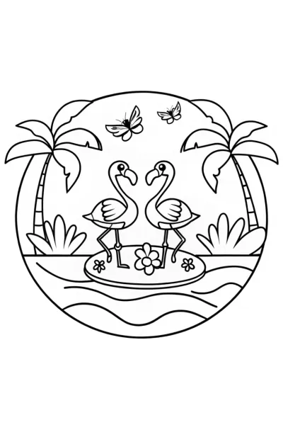 Flamingo Fashion Show on a Floating Isle