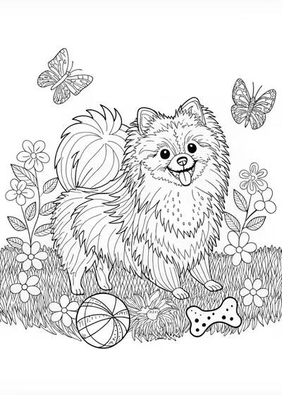 Pomeranian Pup Coloring Fun