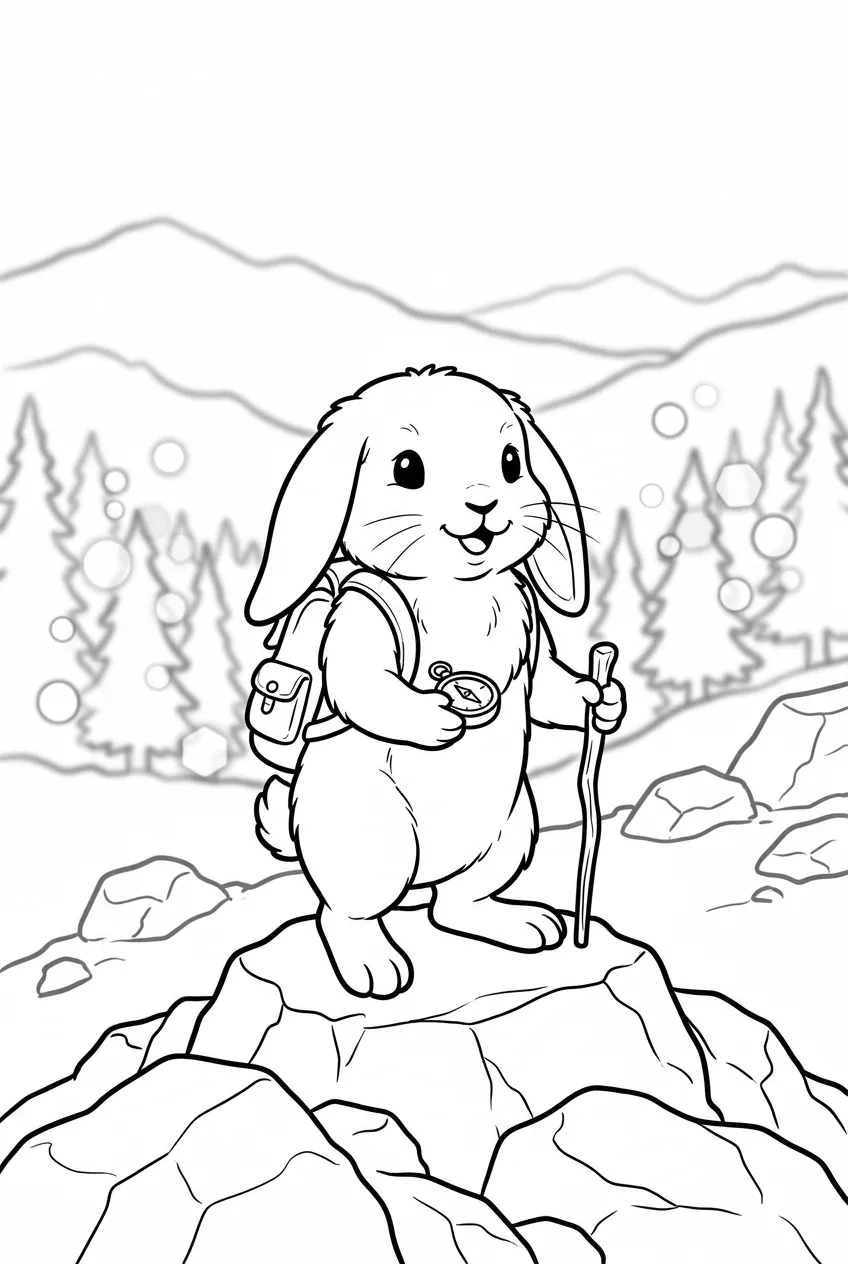 Example coloring page for the Portrait-lens shot prompt
