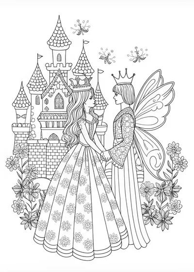 Princess and Fairy by the Enchanted Castle