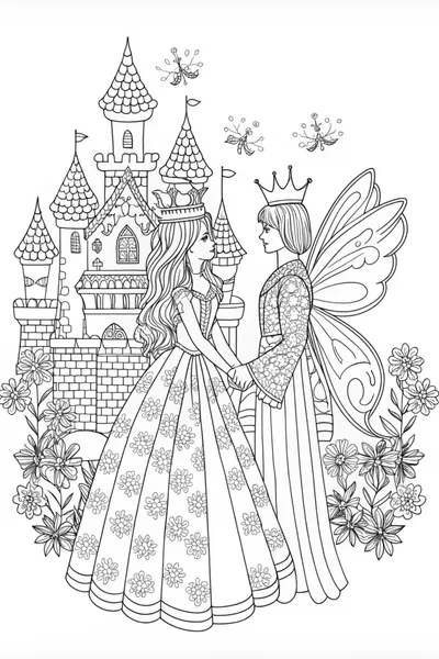 Princess and Fairy by the Enchanted Castle