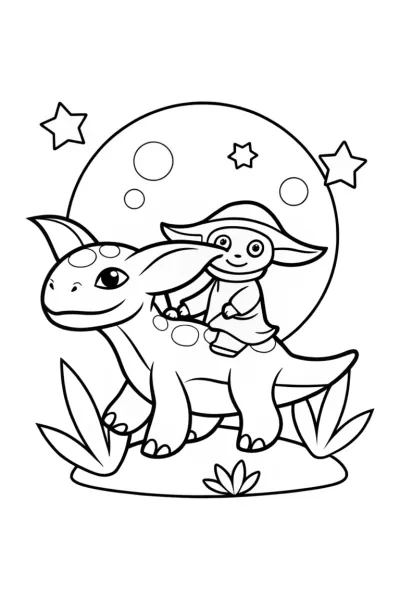 Baby Yoda’s Galactic Safari Coloring Page