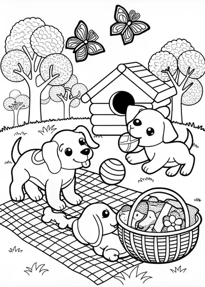 Puppy’s Playtime Adventure Coloring Page