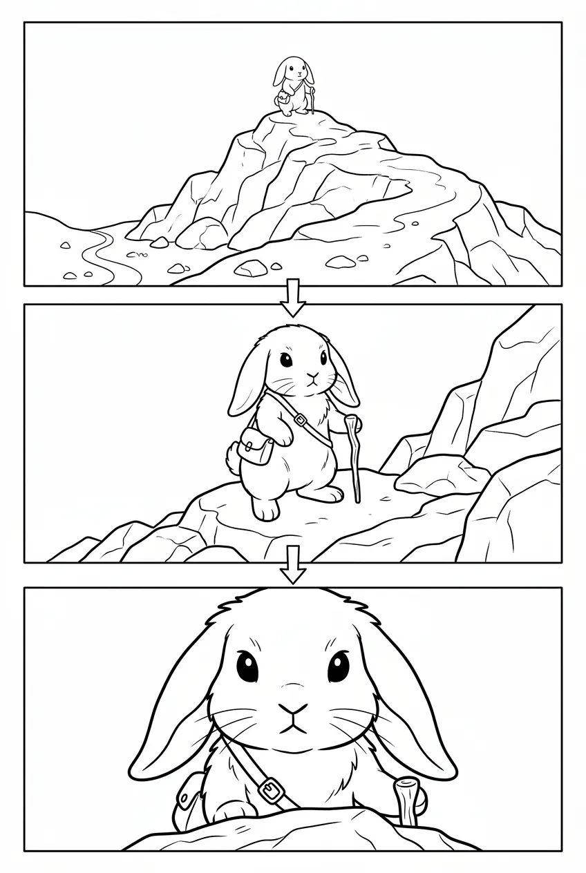 Example coloring page for the Push-in shot prompt