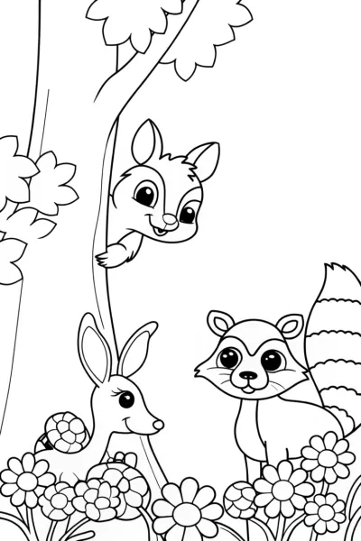 Enchanting Forest Friends Coloring Page