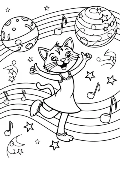 Jazz the Cat’s Dance Party Coloring Page