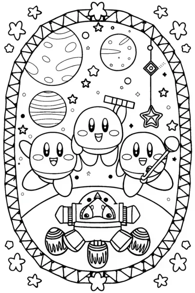 Kirby’s Cosmic Assembly Coloring Page
