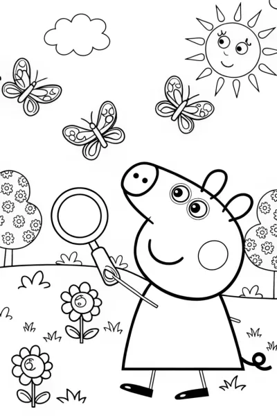 Peppa Pig’s Magical Garden Adventure Coloring Page