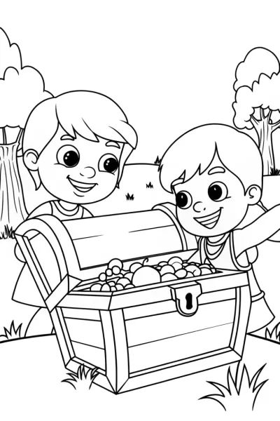 Kids discovering a time capsule