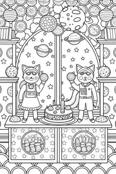 Gabby’s Cosmic Cat Café Coloring Page
