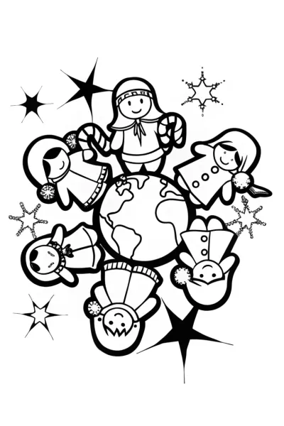festive holiday celebrations worldwide coloring page