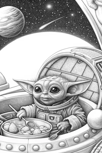 Baby Yoda cooking in space