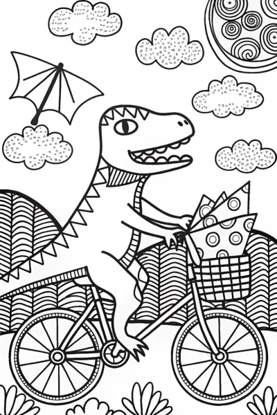 Dino Delivery Service Coloring Page