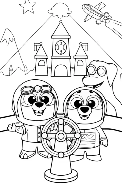 Bluey and Bingo’s Magical Time Machine Coloring Page