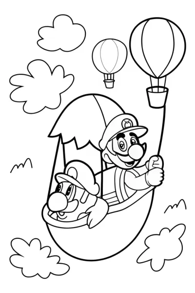 Mario and Luigi Sky Adventure Coloring Page
