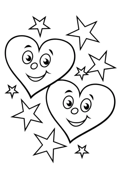 Heart-shaped characters in the stars