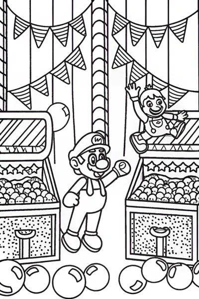 Mario and Luigi’s Festival of Fun Coloring Page