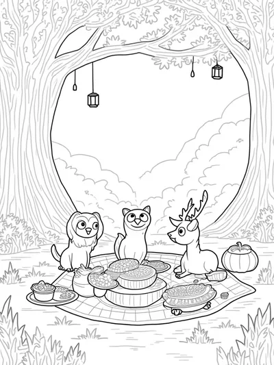 Thanksgiving dinner in the forest