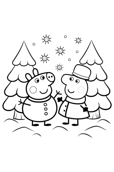 Peppa Pig’s Winter Wonderland Coloring Page