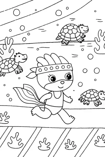 Axolotl’s Sports Day Adventure Coloring Page