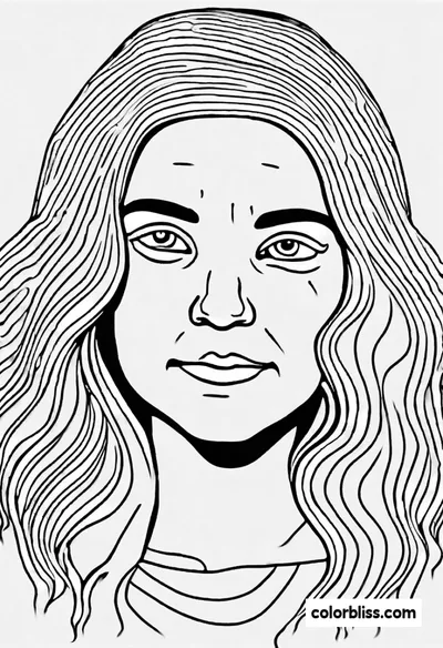 Serene Smiling Girl Coloring Page