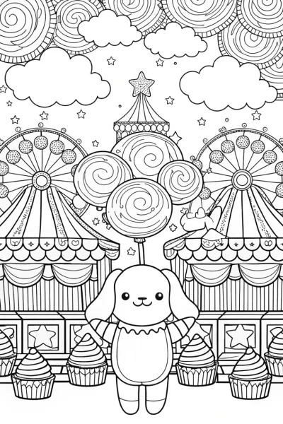 Cinnamoroll’s Cloudy Carnival Adventure Coloring Page