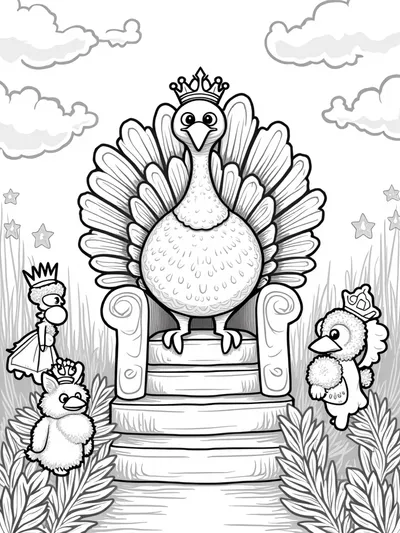 Turkey on a throne of feathers