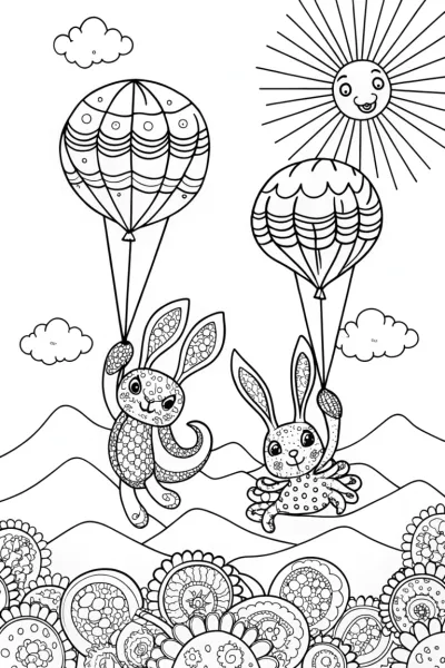 Rainbow Friends’ Joyful Balloon Adventure Coloring Page
