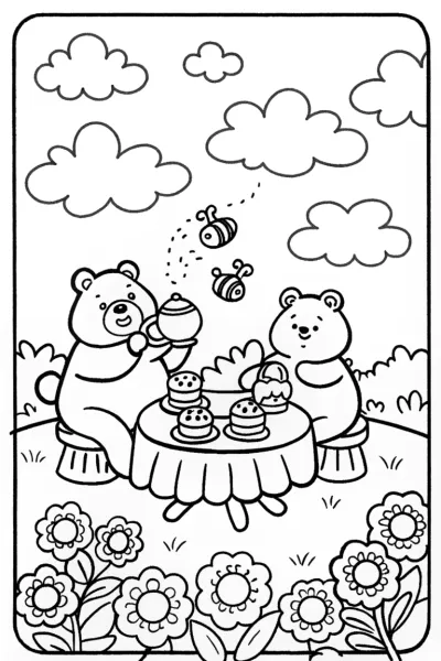 Care Bears’ Cloud Garden Tea Party Coloring Page